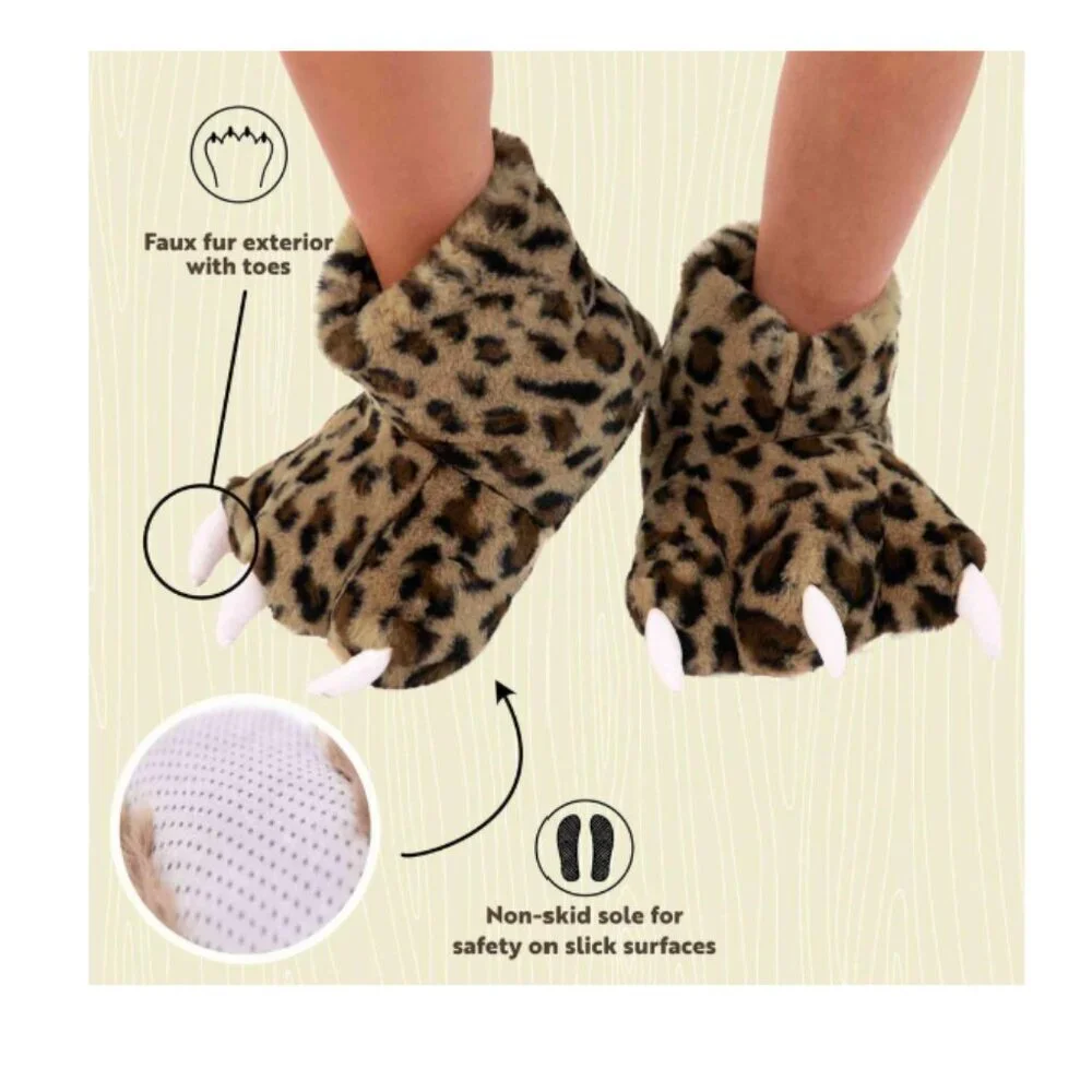 Lazy One Leopard Kid Slippers - Size Small (9C-11C) 🐾👣